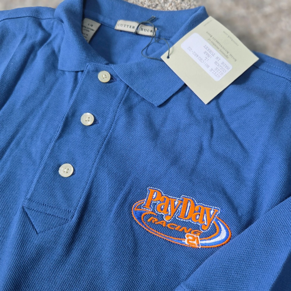 Cutter & Buck Mens PayDay Racing 21 Polo‎ Shirt Blue Cotton Large CB2482-22